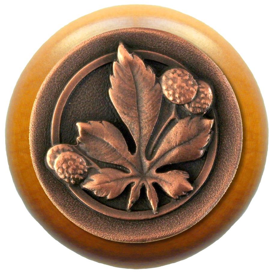 Notting Hill NHW-743M-AC Horse Chestnut Wood Knob in Antique Copper/Maple wood finish